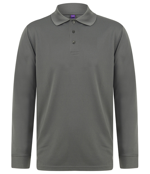 Henbury Unisex Long Sleeve Coolplus&reg Piqué Polo Shirt