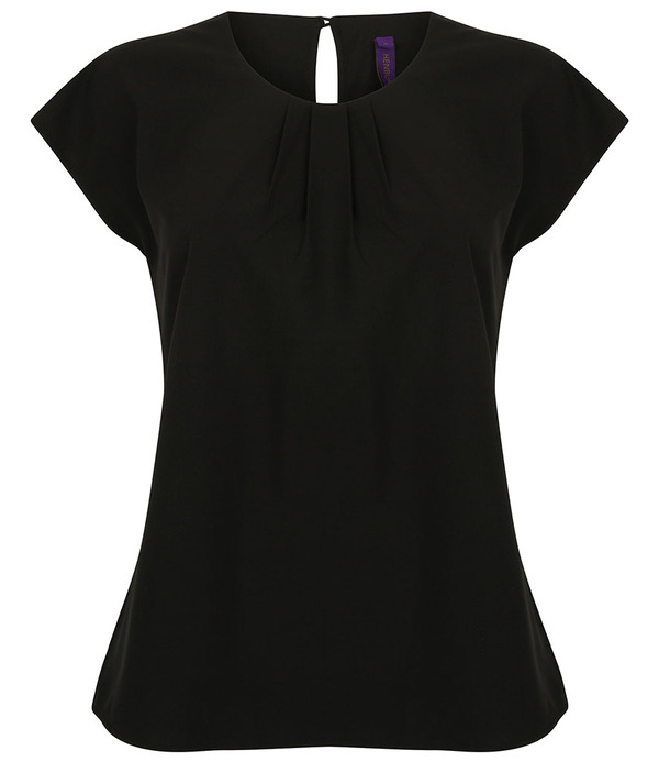 Henbury Ladies Pleat Front Short Sleeve Blouse