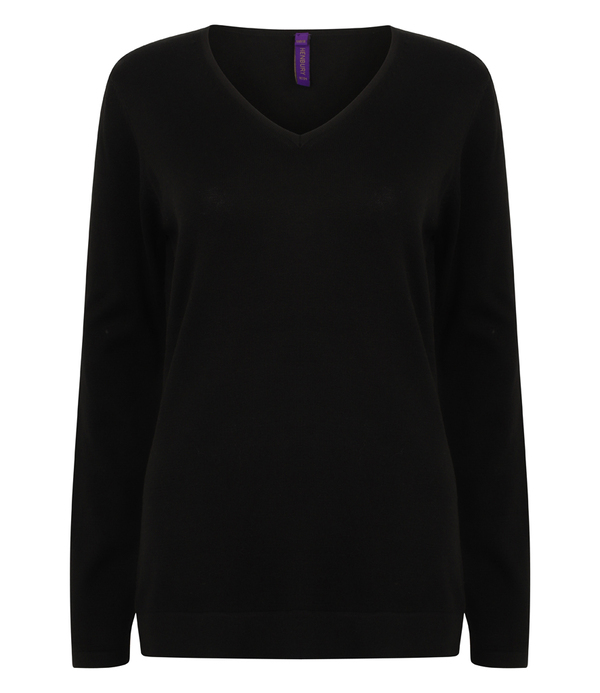 Henbury Ladies Lightweight Cotton Acrylic V Neck Sweater