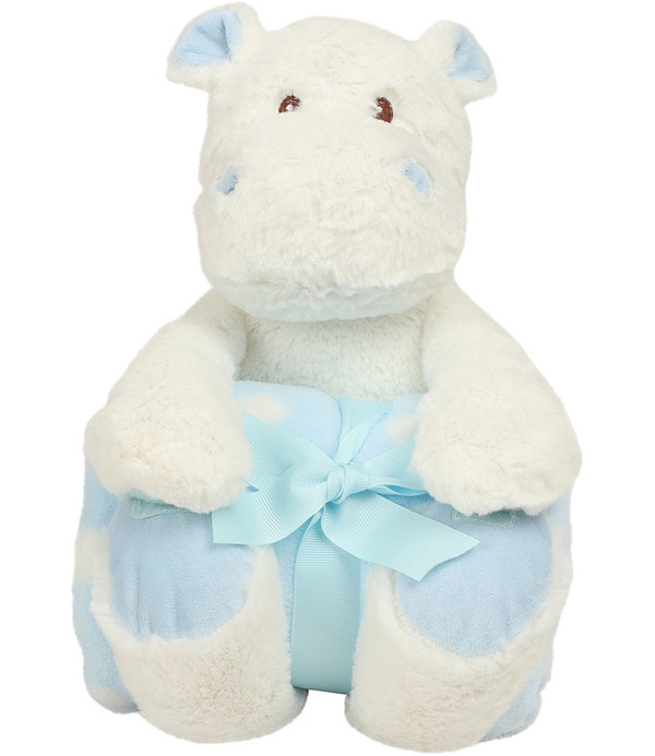 Mumbles Hippo with Printed Fleece Blanket
