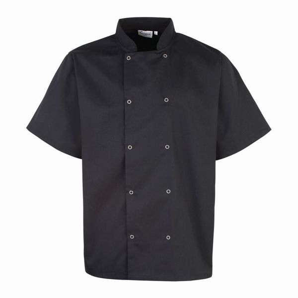 Premier Unisex Short Sleeve Stud Front Chef's Jacket