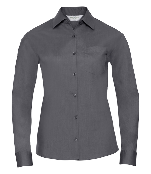 Russell Athletic Collection Ladies Long Sleeve Easy Care Poplin Shirt