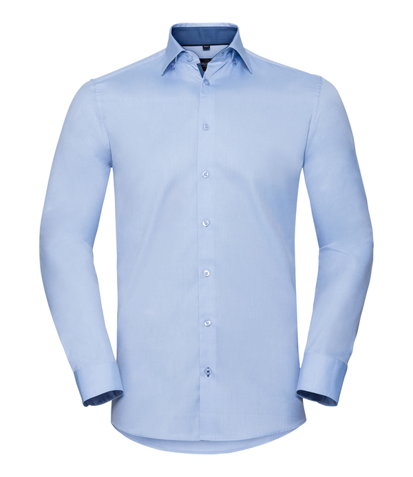 Russell Athletic Collection Long Sleeve Contrast Herringbone Shirt
