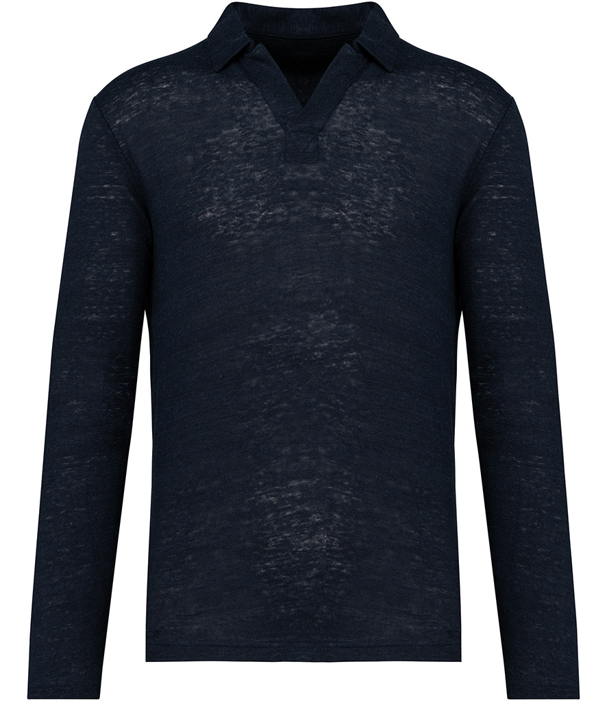 Spasso Long Sleeve Linen Polo Shirt
