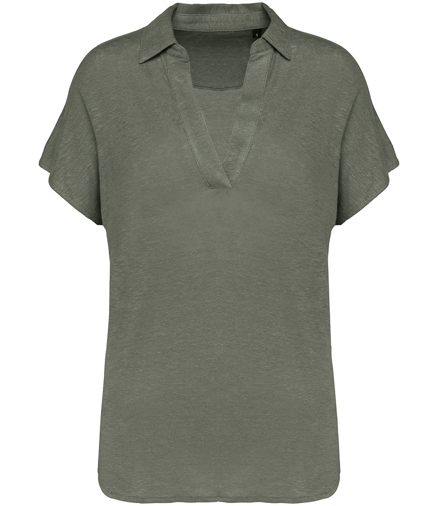 Spasso Ladies Linen Polo Shirt