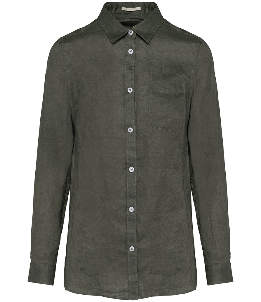 Spasso Ladies Long Sleeve Linen Shirt
