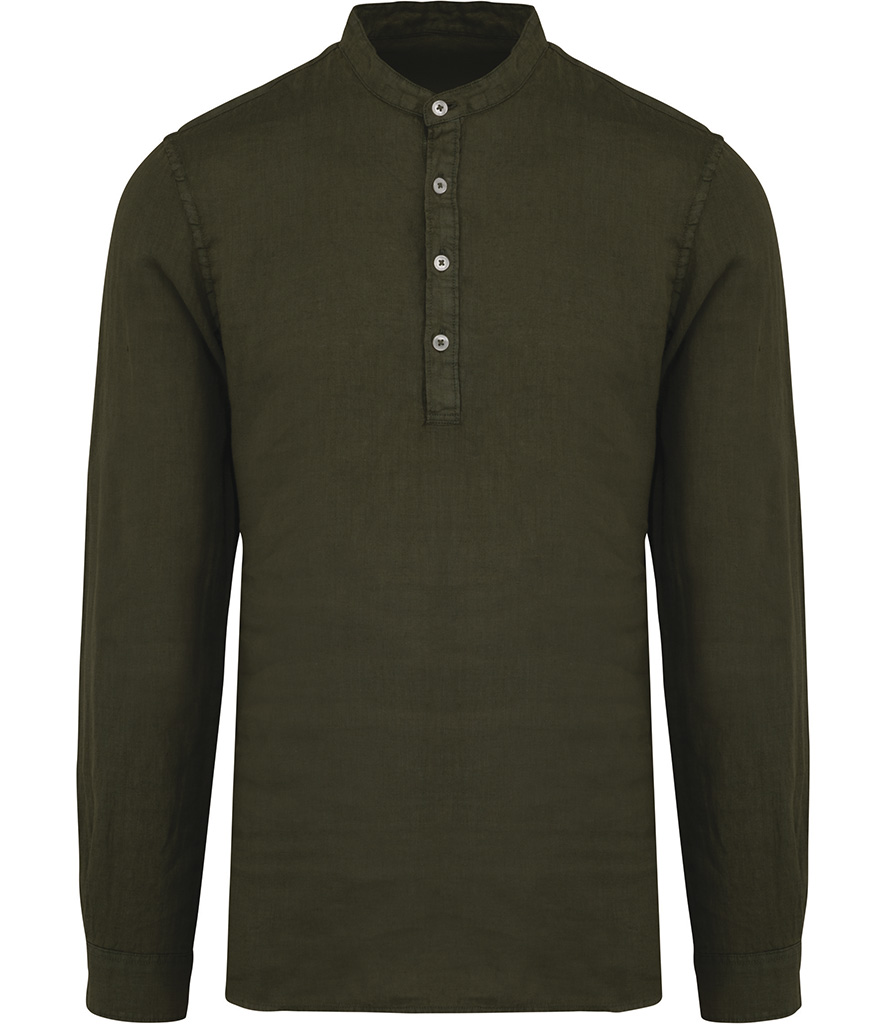 Spasso Washed Mao Collar Shirt