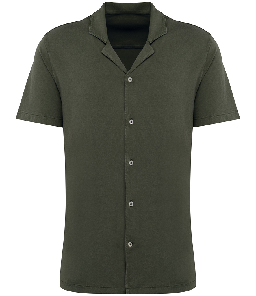 Spasso Jersey Short Sleeve Bowling Collar Shirt