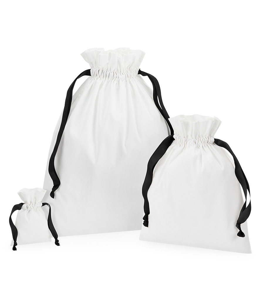 Custom Westford Mill Cotton Bag Ribbon Drawstring - W121 - Embroidered ...